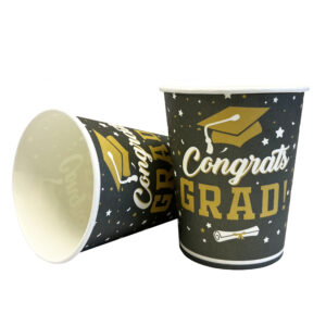 Black & Gold Graduation 9oz Cups - 10 Cups