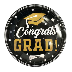 Black & Gold Graduation 9" Plates - 10 Plates