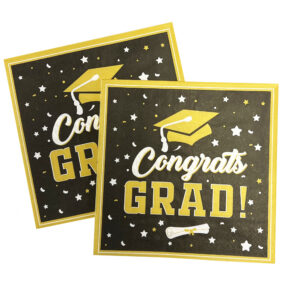 Black & Gold Graduation Napkins - 20 Napkins