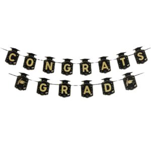 Black & Gold Graduation "Congrats Grad" Double Banner - 1 Double Banner