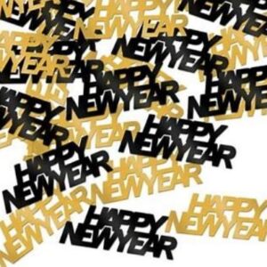 Gold & Black "Happy New Year" Confetti - 12 Bags/Case