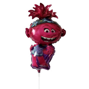 Poppy, 14" AIR FILLED Mylar Balloon on Stick - 1 Each