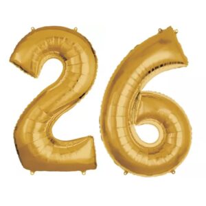 34" Gold, Number-Shaped Mylar Balloon, Numbers - 1 Balloon